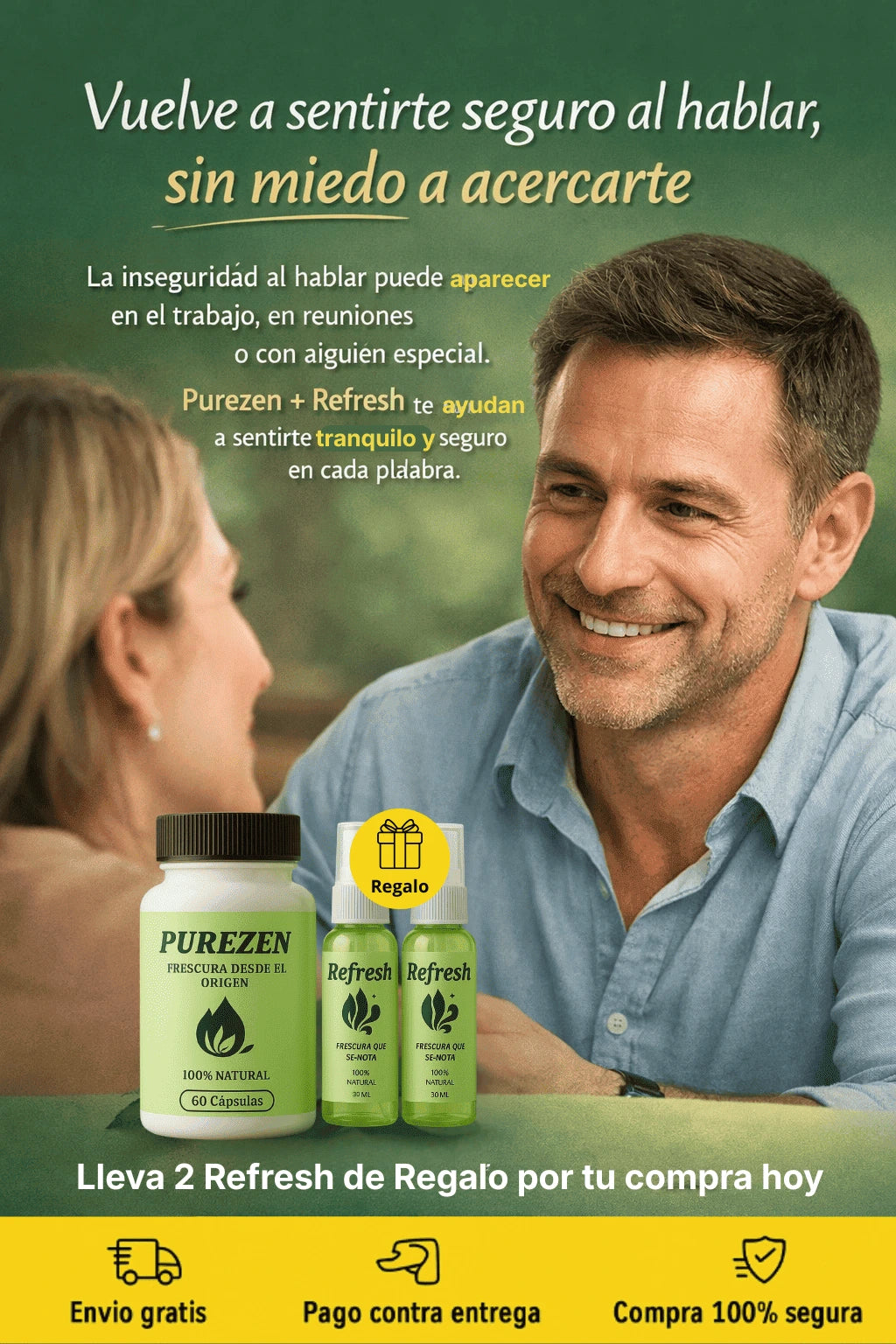 “Elimina el mal aliento y la boca seca desde la raíz — PureZen + Refresh”